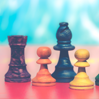 multicolor chess pieces